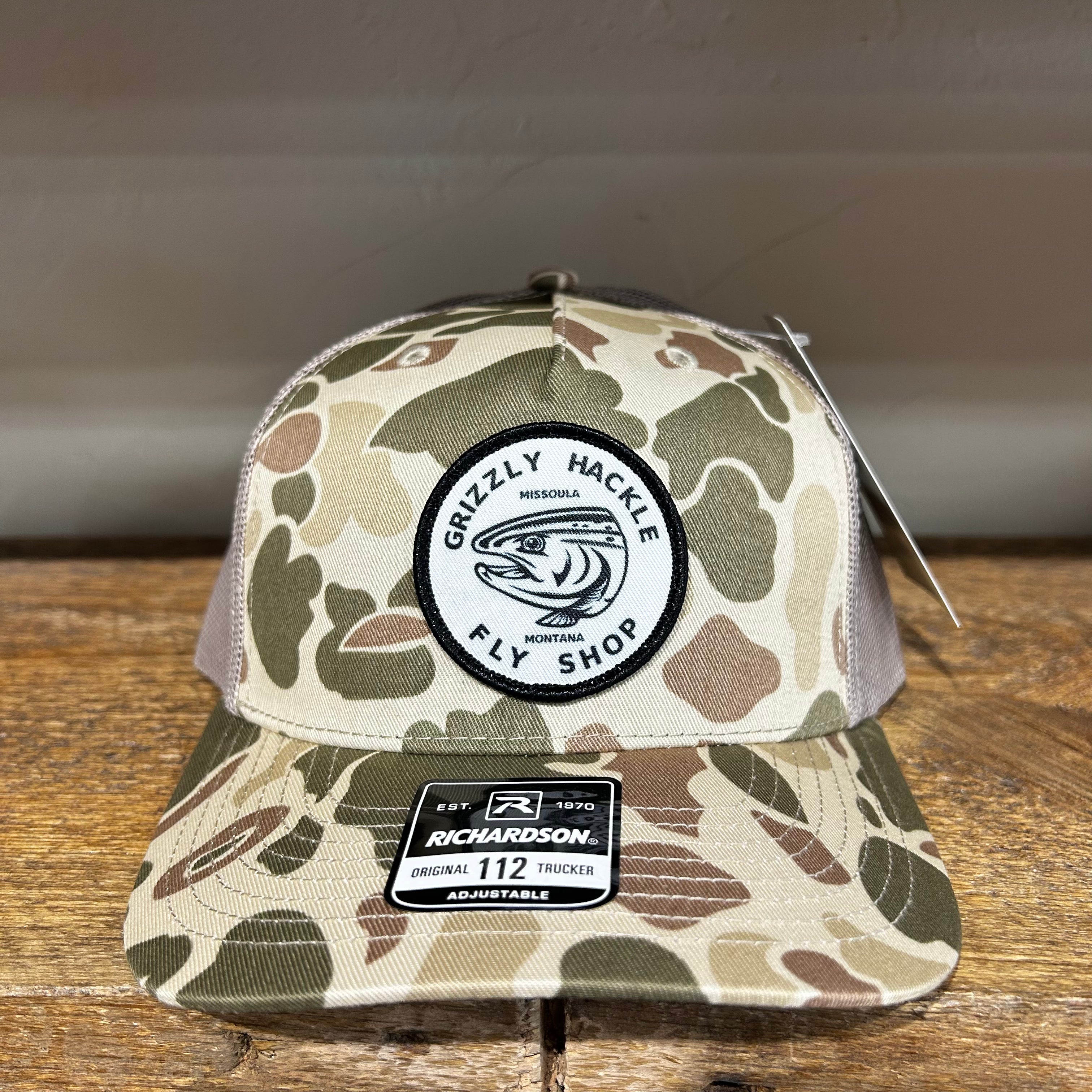 Grizzly Hackle Circle Fish Logo Trucker Hat