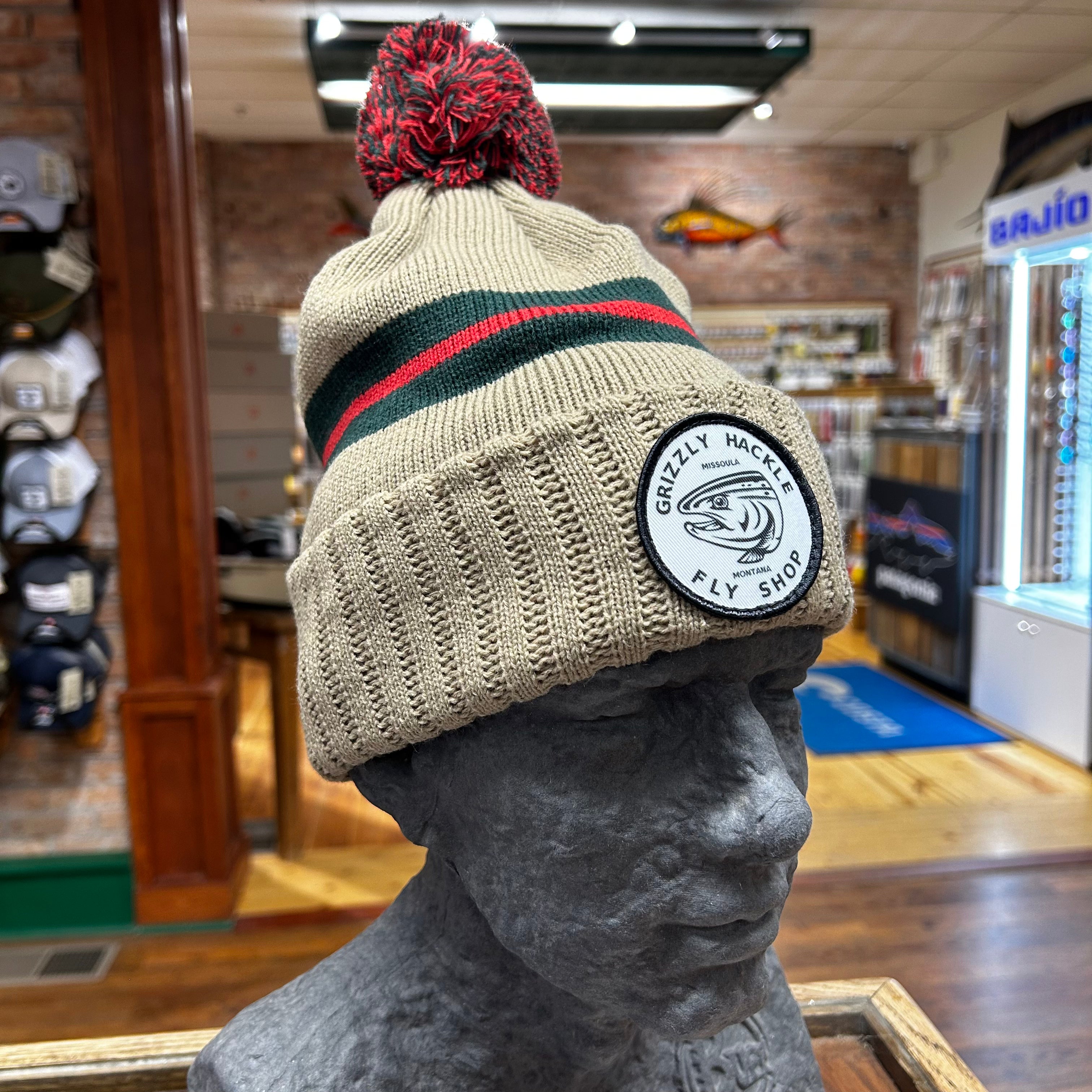 Grizzly Hackle Knit Beanie