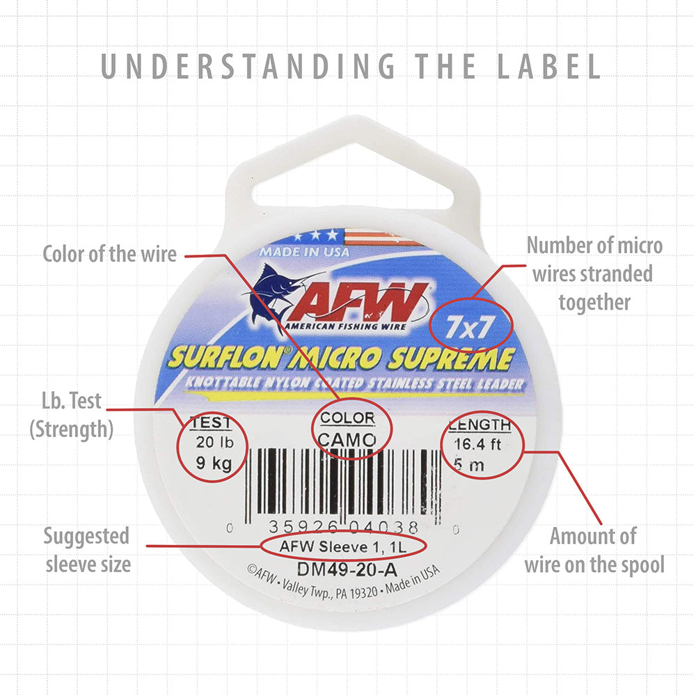 AFW Surflon Micro Supreme, Nylon Coated 7x7 Stainless Steel Leader Wire