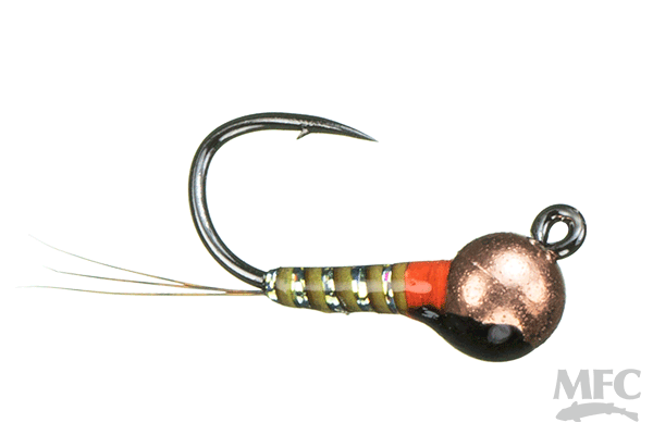 Jig Quill Rib Perdigon- Olive Pearl/ Fl. Orange (6-pack)