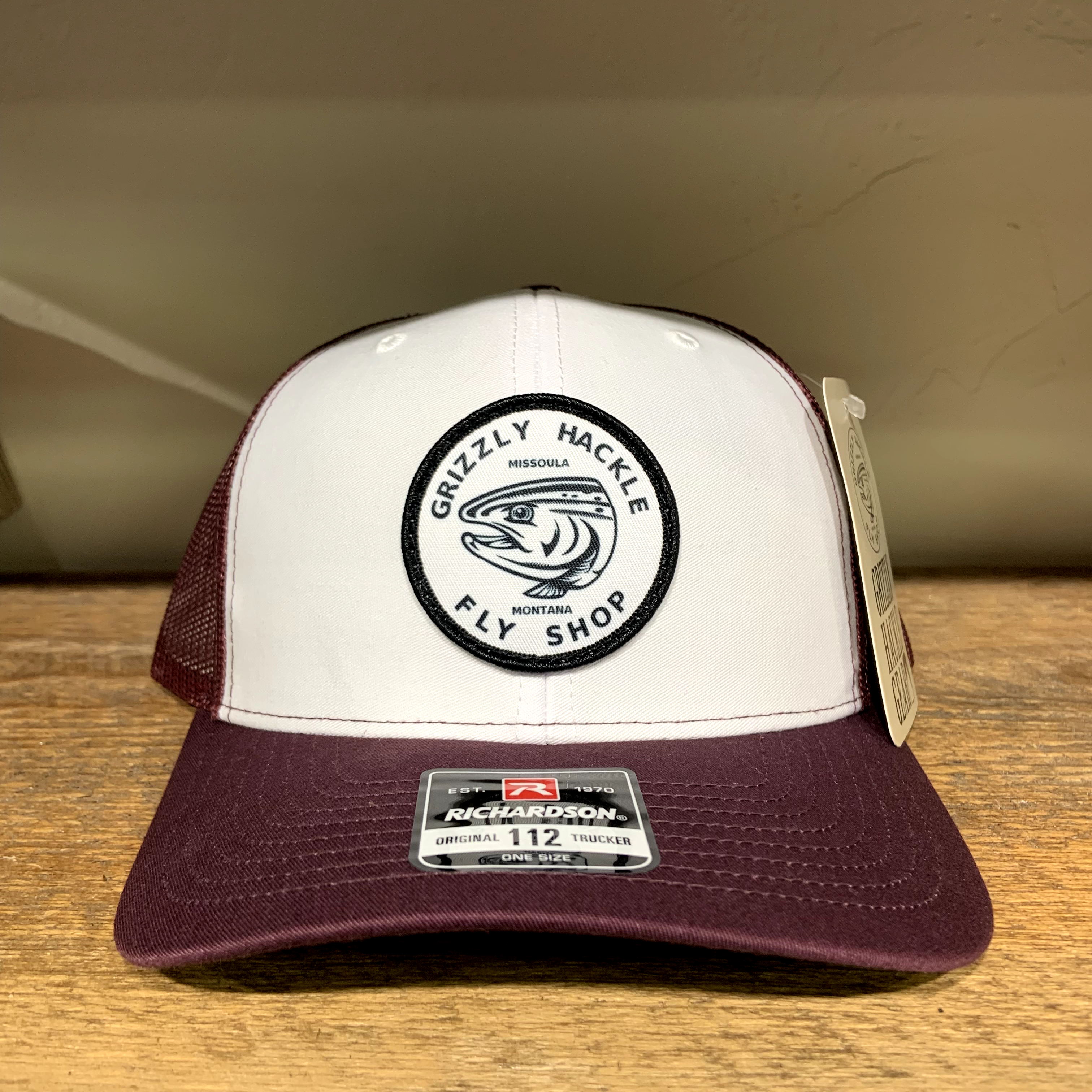 Grizzly Hackle Circle Fish Logo Trucker Hat